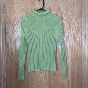 green turtle neck sweater